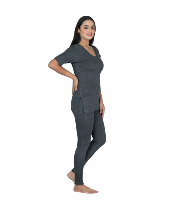 Women Inner Slip SL Combo Woolblend Thermal dark grey